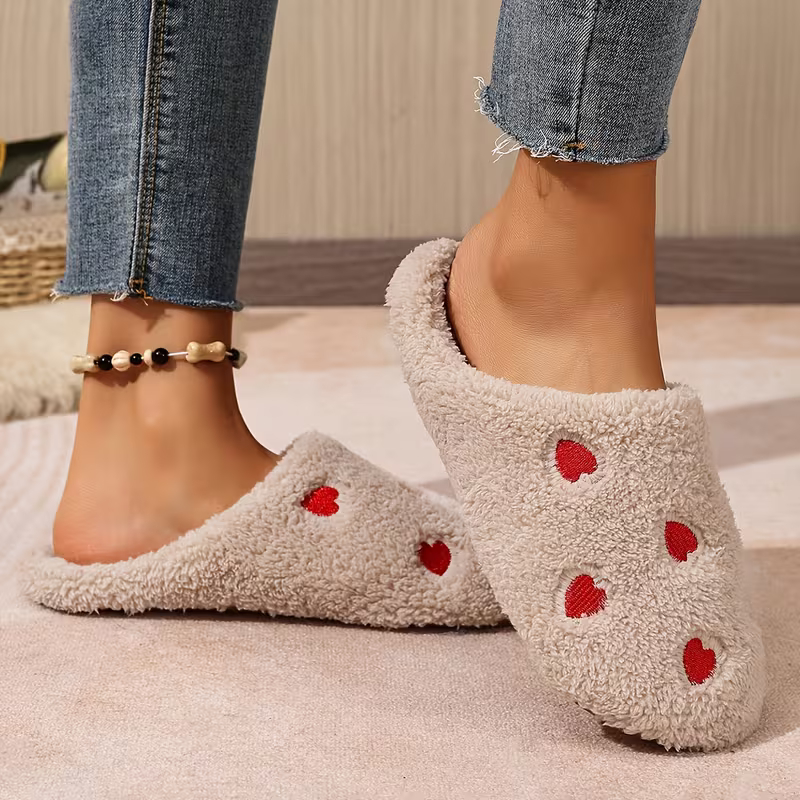 Chinelos Femininos Confortáveis Em Plush Para Casa